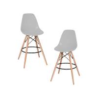 Набор 2 шт Стул барный DOBRIN DSW BAR, ножки светлый бук, цвет сиденья светло-серый (GR-01)