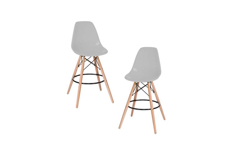 Набор 2 шт Стул барный DOBRIN DSW BAR, ножки светлый бук, цвет сиденья светло-серый (GR-01)