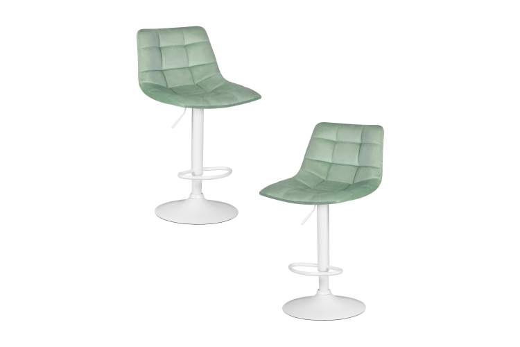Набор 2 шт Стул барный DOBRIN TAILOR WHITE, пудрово-мятный велюр (MJ9-87)