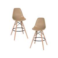 Набор 2 шт Стул барный DOBRIN DSW BAR, ножки светлый бук, цвет сиденья бежевый (GR-03)