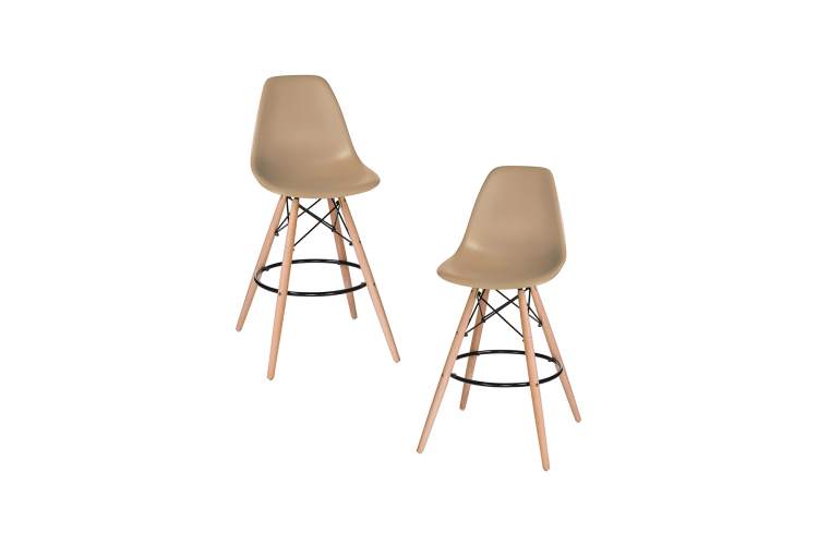 Набор 2 шт Стул барный DOBRIN DSW BAR, ножки светлый бук, цвет сиденья бежевый (GR-03)
