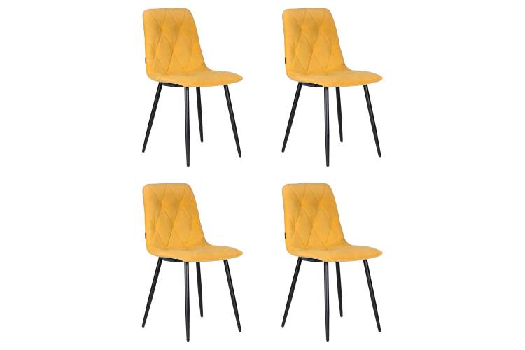 Набор 4 шт Стул обеденный DOBRIN CHILLY ROMBO, Горчичный Simple 15, основание черное