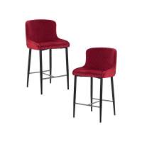 Набор 2 шт Стул полубарный DOBRIN CHRISTIAN'65, черные ножки, бордовый велюр (V108-85)