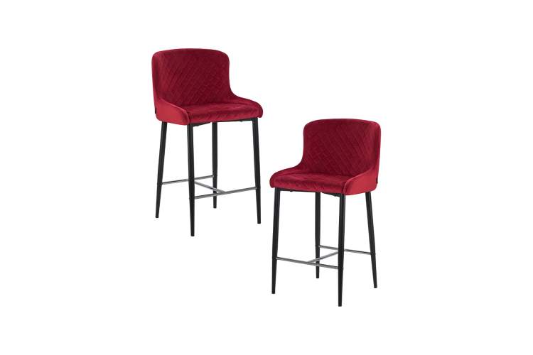 Набор 2 шт Стул полубарный DOBRIN CHRISTIAN'65, черные ножки, бордовый велюр (V108-85)