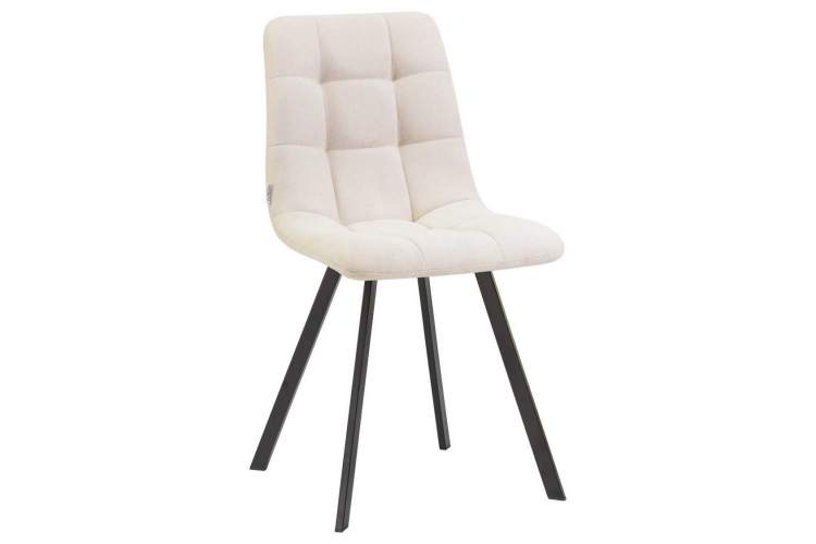 Стул обеденный DOBRIN ALEX SQUARE, черные матовые ножки, кремовая ткань (UF860-01B)