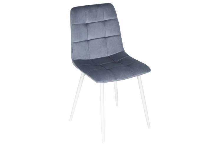 Набор 4 шт Стул обеденный DOBRIN CHILLY, Серо-голубой Holland 14, основание белое-7