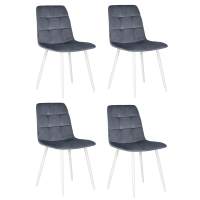 Набор 4 шт Стул обеденный DOBRIN CHILLY, Серо-голубой Holland 14, основание белое