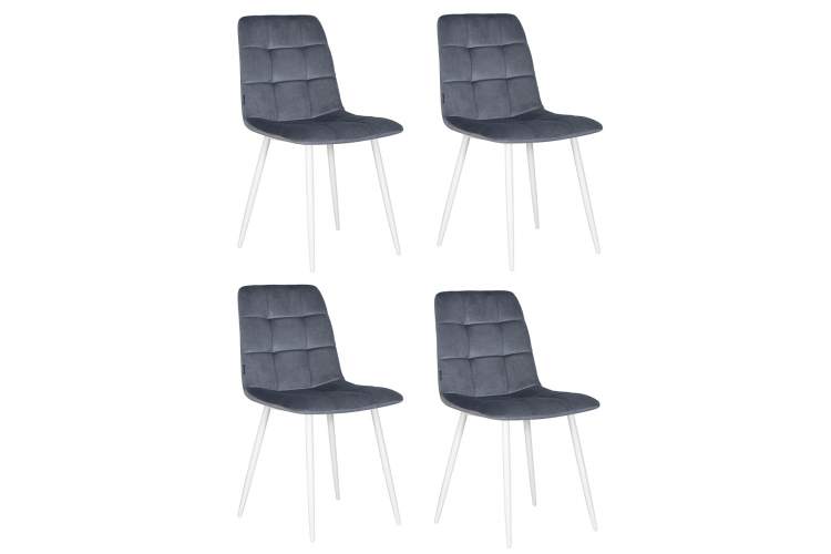 Набор 4 шт Стул обеденный DOBRIN CHILLY, Серо-голубой Holland 14, основание белое