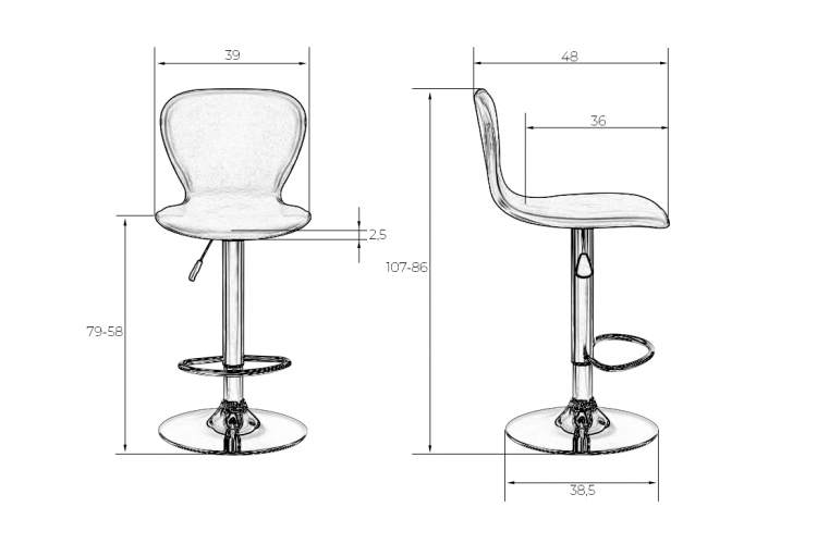 Набор 2 шт Стул барный DOBRIN ELISA, серый-9
