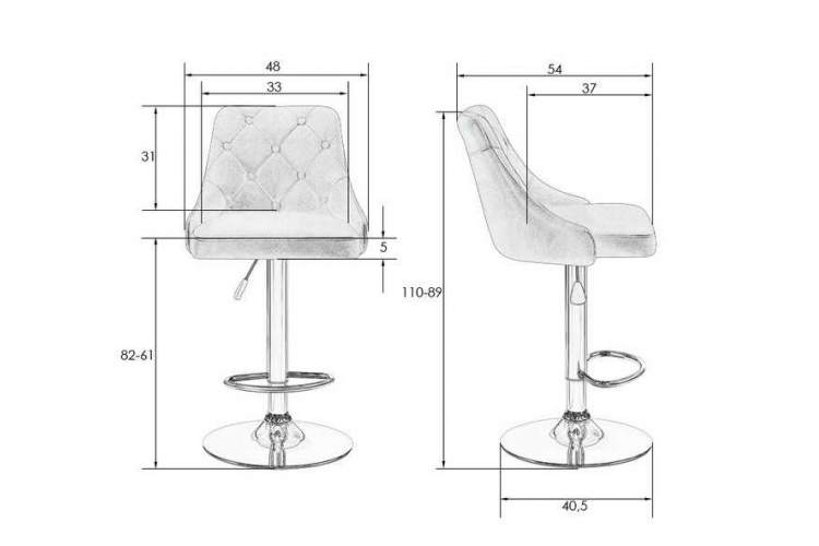 Стул барный DOBRIN JOSEPH BLACK, серый велюр (MJ9-75)-10