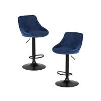 Набор 2 шт Стул барный DOBRIN LOGAN BLACK, синий велюр (MJ9-117)
