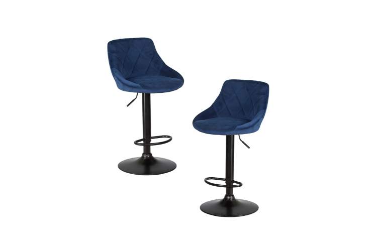 Набор 2 шт Стул барный DOBRIN LOGAN BLACK, синий велюр (MJ9-117)