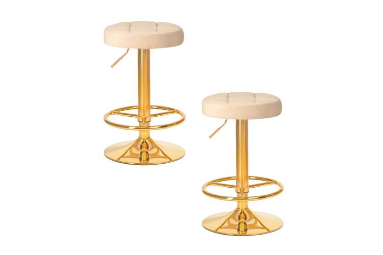 Набор 2 шт Табурет барный DOBRIN BRUNO GOLD, бежевый велюр (MJ9-10)