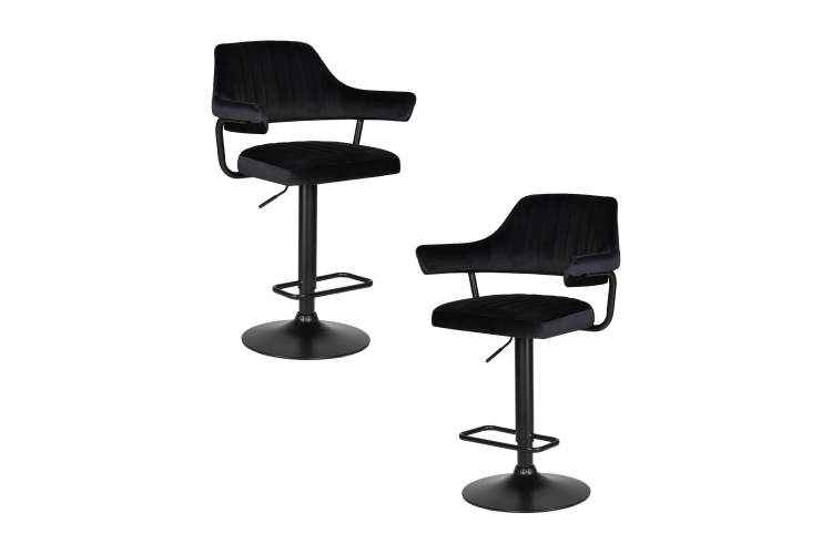 Набор 2 шт Стул барный DOBRIN CHARLY BLACK, черный велюр (MJ9-101)