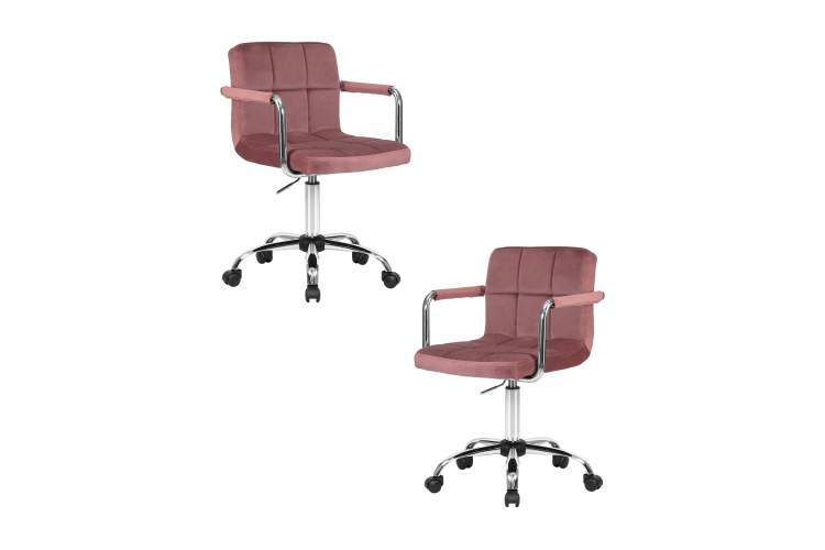 Набор 2 шт Офисное кресло для персонала DOBRIN TERRY, пудрово-розовый велюр (MJ9-32)