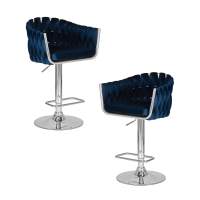Набор 2 шт Стул барный DOBRIN MARCEL, синий велюр (MJ9-117)