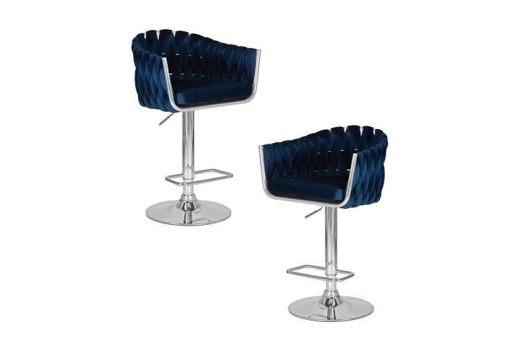 Набор 2 шт Стул барный DOBRIN MARCEL, синий велюр (MJ9-117)