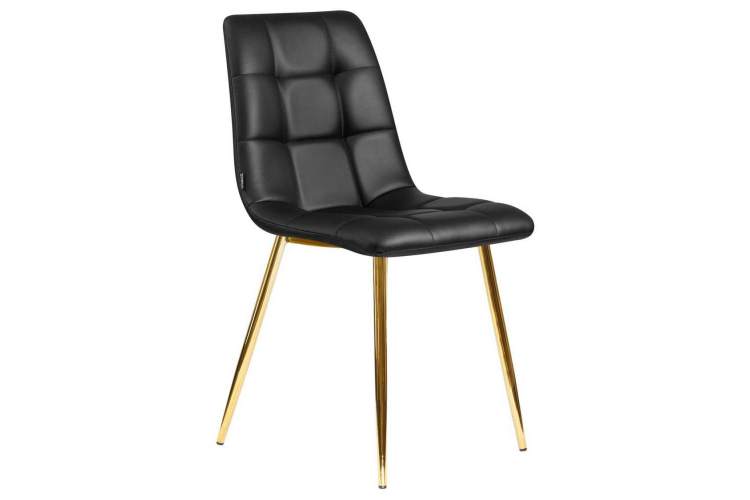 Стул обеденный DOBRIN ALEX, золотые ножки, чёрная экокожа (P-01)-1