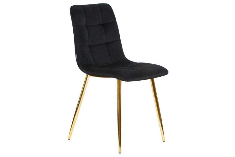 Стул обеденный DOBRIN ALEX, золотые ножки, черный велюр (V108-77),-1