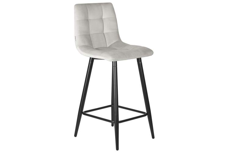 Набор 2 шт Стул полубарный DOBRIN OLIVIA, черные матовые ножки, светло-серый велюр (108-52)-2