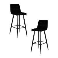 Набор 2 шт Стул барный DOBRIN NICOLE, черные матовые ножки, черный велюр (108-77)