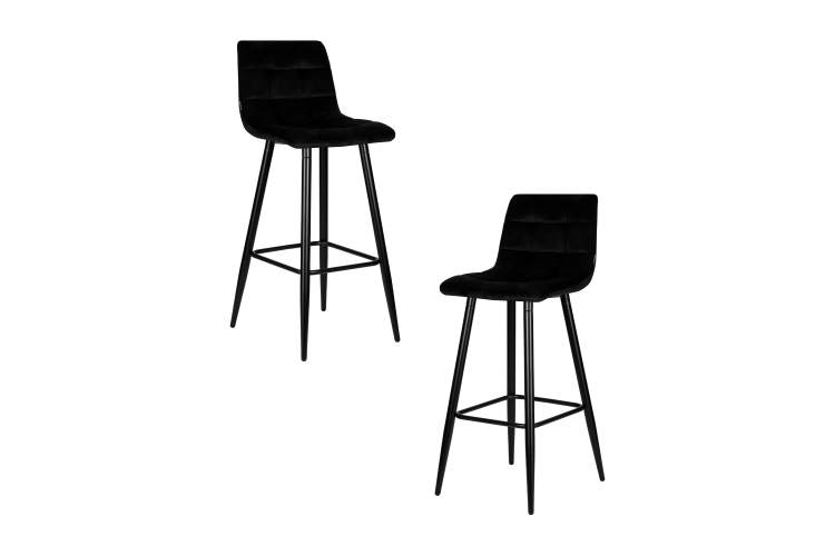 Набор 2 шт Стул барный DOBRIN NICOLE, черные матовые ножки, черный велюр (108-77)