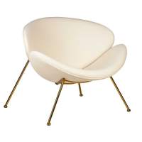 Кресло дизайнерское EMILY, белый винил YP17, золотое основание