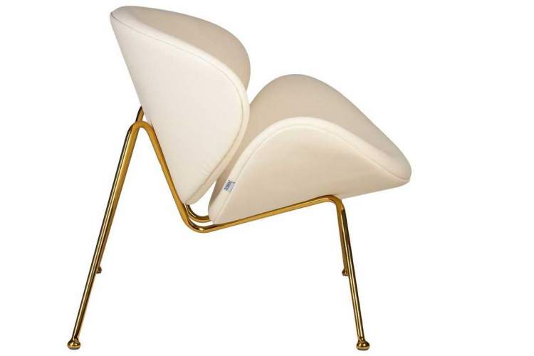 Кресло дизайнерское DOBRIN EMILY, белый винил YP17, золотое основание-2