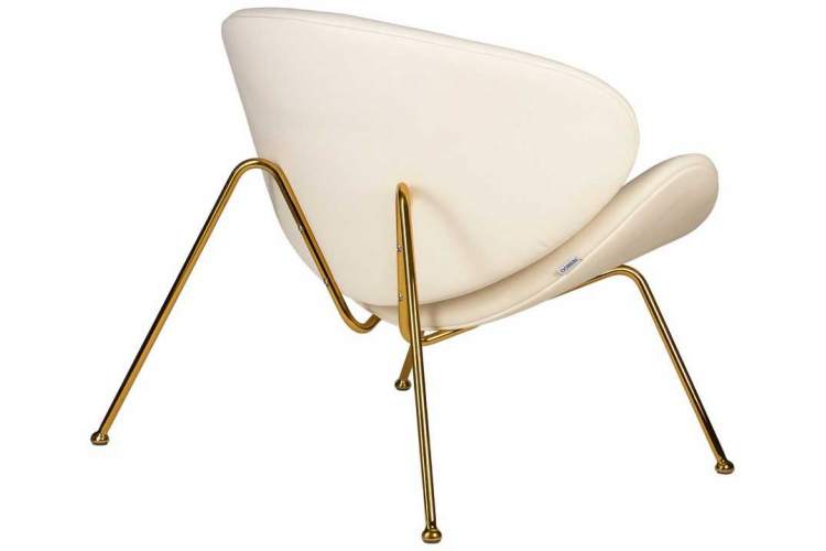 Кресло дизайнерское DOBRIN EMILY, белый винил YP17, золотое основание-3