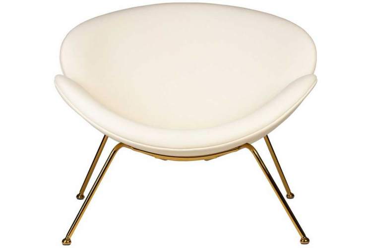 Кресло дизайнерское DOBRIN EMILY, белый винил YP17, золотое основание-5