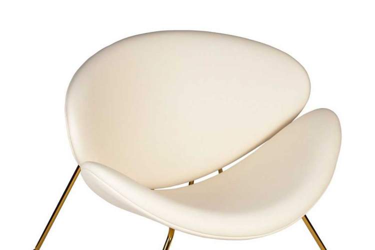 Кресло дизайнерское DOBRIN EMILY, белый винил YP17, золотое основание-6