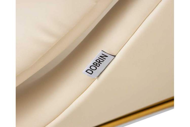 Кресло дизайнерское DOBRIN EMILY, белый винил YP17, золотое основание-9