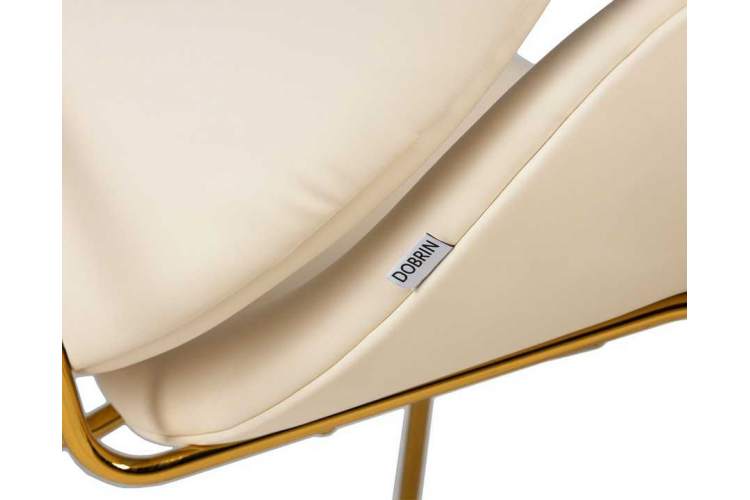 Кресло дизайнерское DOBRIN EMILY, белый винил YP17, золотое основание-10