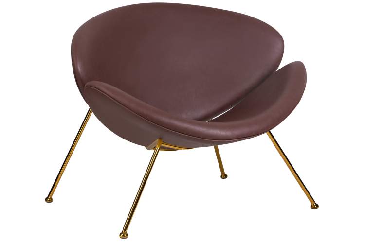 Набор 2 шт Кресло дизайнерское DOBRIN EMILY, коричневый винил YP5, золотое основание-1