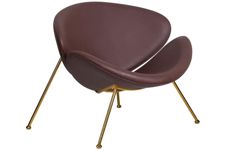 Набор 2 шт Кресло дизайнерское DOBRIN EMILY, коричневый винил YP5, золотое основание-2