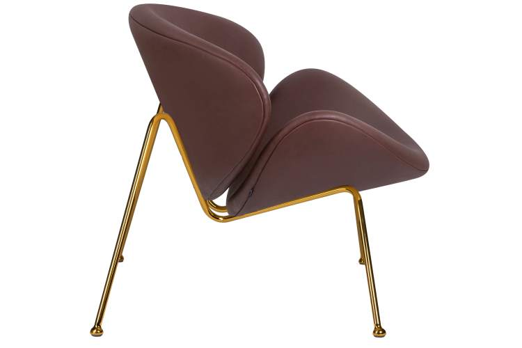 Набор 2 шт Кресло дизайнерское DOBRIN EMILY, коричневый винил YP5, золотое основание-3