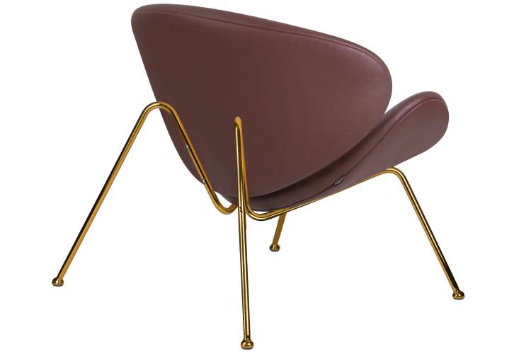 Набор 2 шт Кресло дизайнерское DOBRIN EMILY, коричневый винил YP5, золотое основание-4