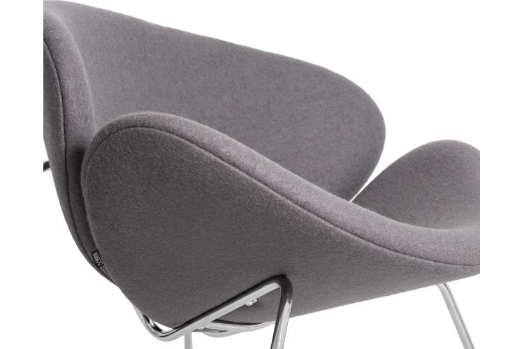 Набор 2 шт Кресло дизайнерское DOBRIN EMILY, серая ткань AF7, хромированная сталь-9