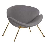 Кресло дизайнерское EMILY, серая ткань AF7, золотое основание