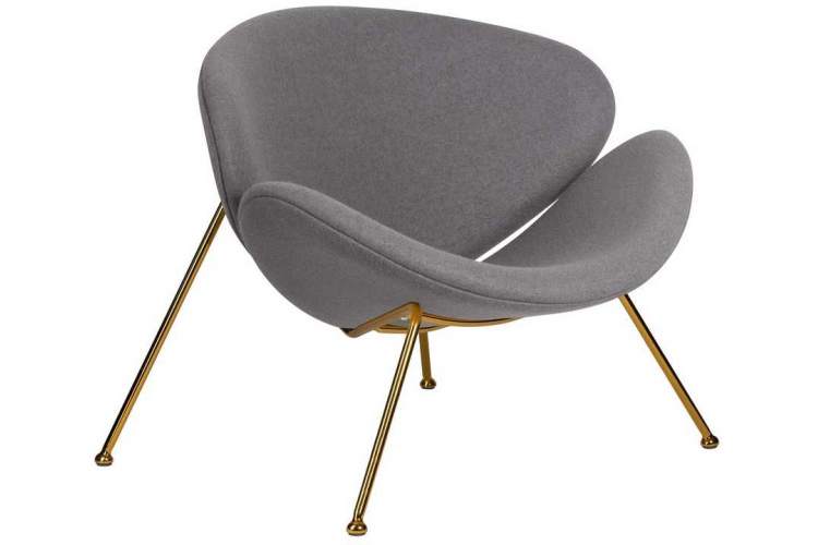 Кресло дизайнерское DOBRIN EMILY, серая ткань AF7, золотое основание-1