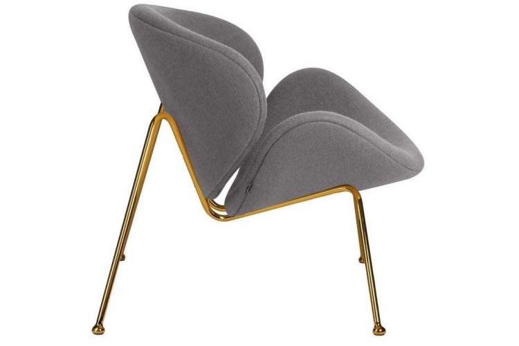 Кресло дизайнерское DOBRIN EMILY, серая ткань AF7, золотое основание-2