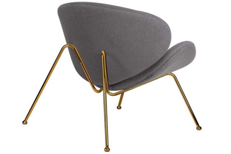 Кресло дизайнерское DOBRIN EMILY, серая ткань AF7, золотое основание-3