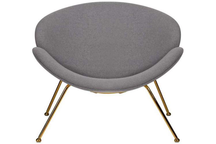 Кресло дизайнерское DOBRIN EMILY, серая ткань AF7, золотое основание-5