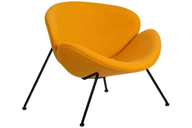 Кресло дизайнерское DOBRIN EMILY, желтая ткань AF13, черное основание-1