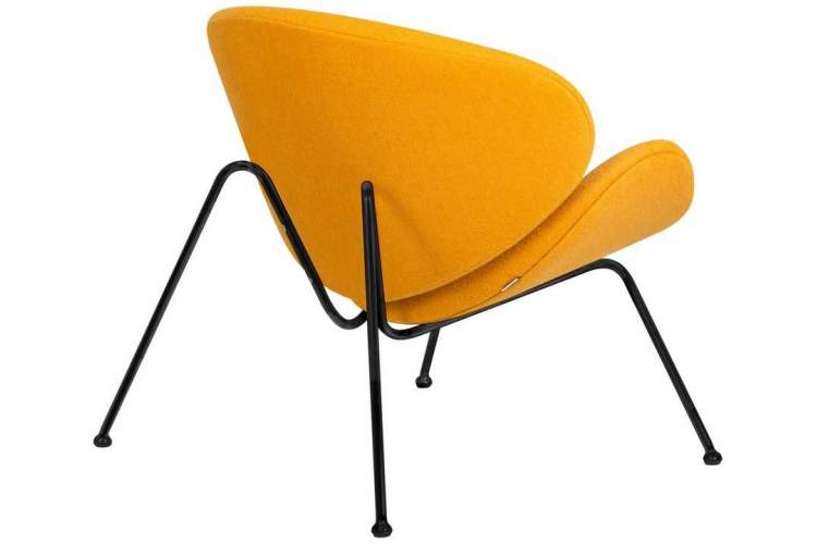 Кресло дизайнерское DOBRIN EMILY, желтая ткань AF13, черное основание-3