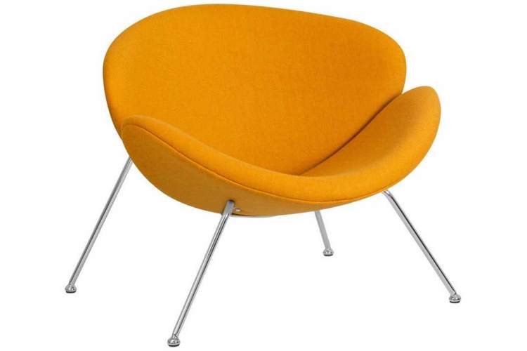 Кресло дизайнерское DOBRIN EMILY, желтая ткань AF13, хромированная сталь