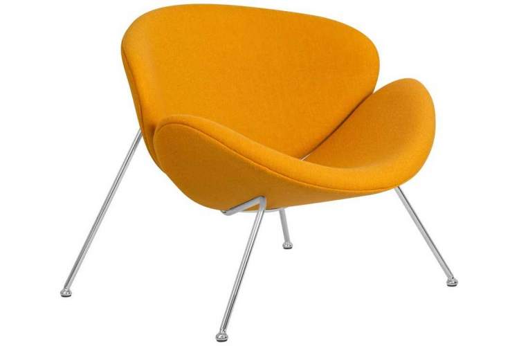 Кресло дизайнерское DOBRIN EMILY, желтая ткань AF13, хромированная сталь-1