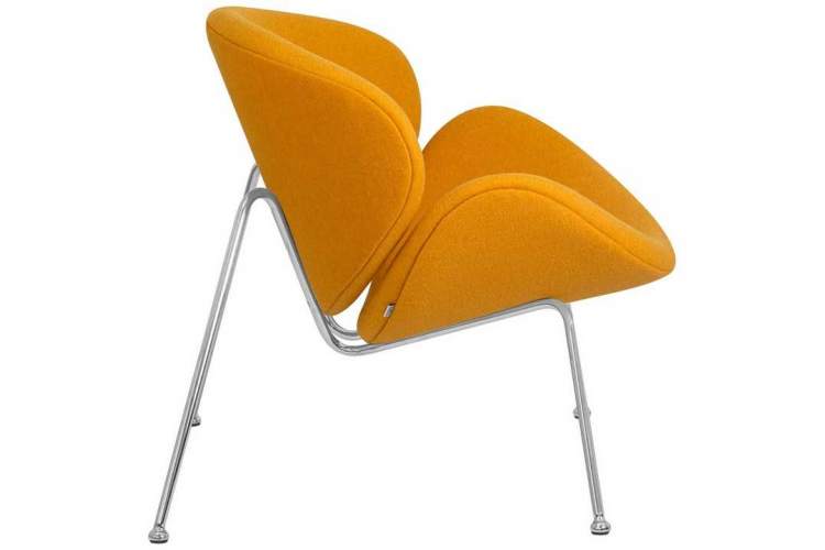 Кресло дизайнерское DOBRIN EMILY, желтая ткань AF13, хромированная сталь-2