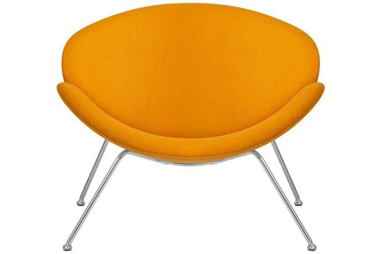 Кресло дизайнерское DOBRIN EMILY, желтая ткань AF13, хромированная сталь-5