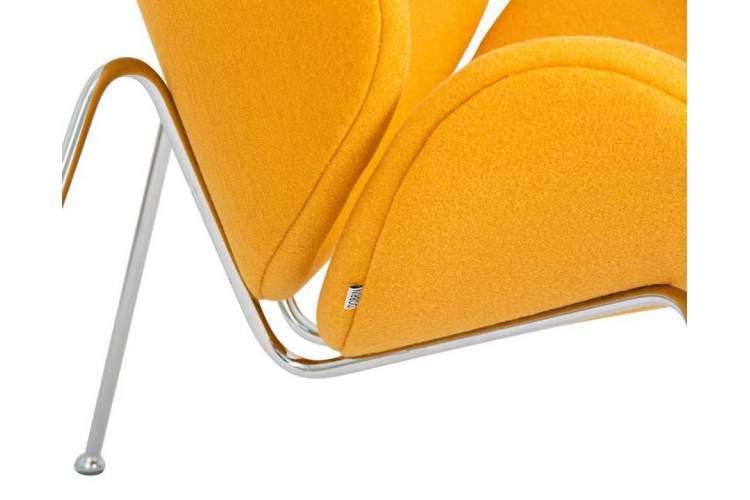 Кресло дизайнерское DOBRIN EMILY, желтая ткань AF13, хромированная сталь-7